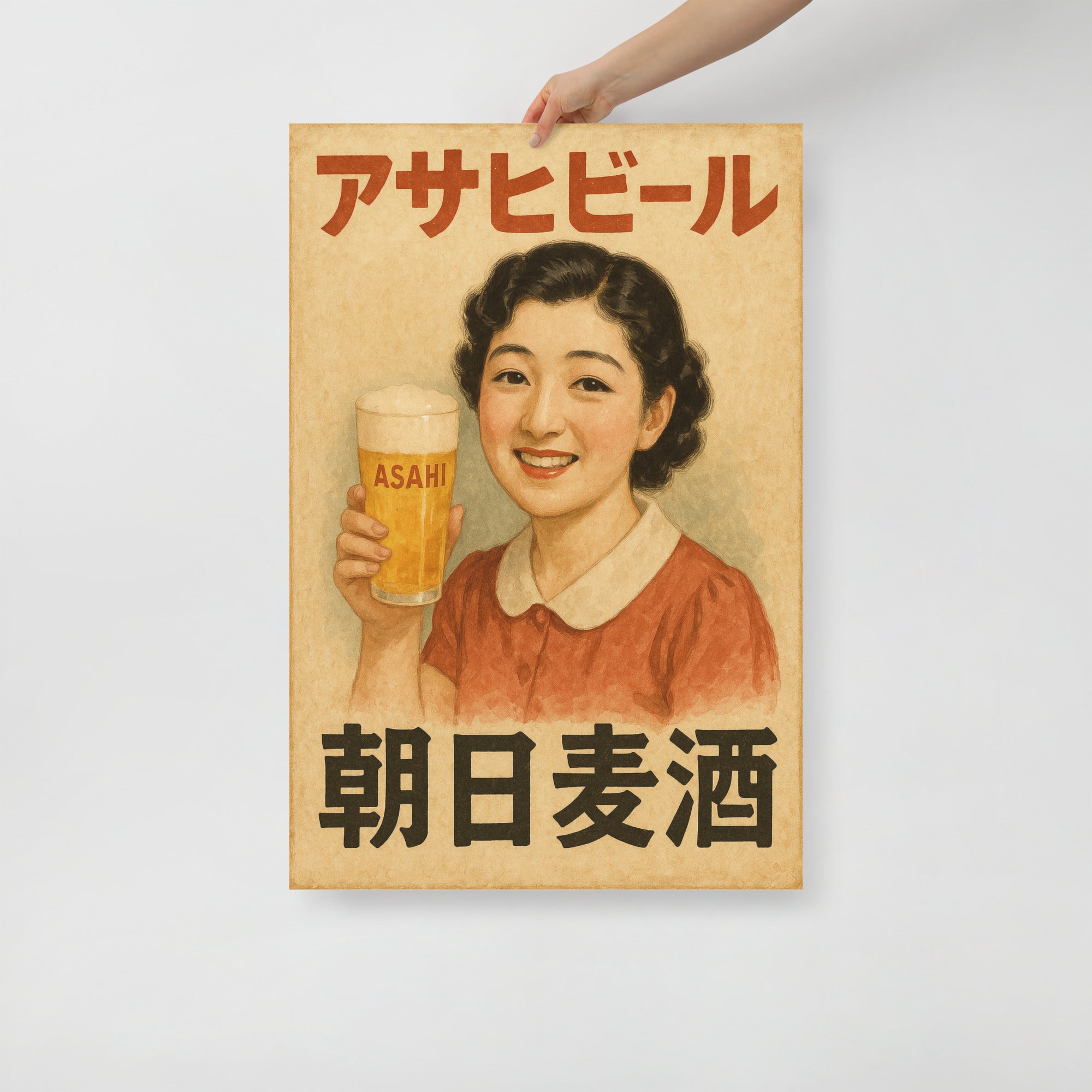 Retro Shōwa Style Asahi Beer Poster – Vintage Japanese Advertising